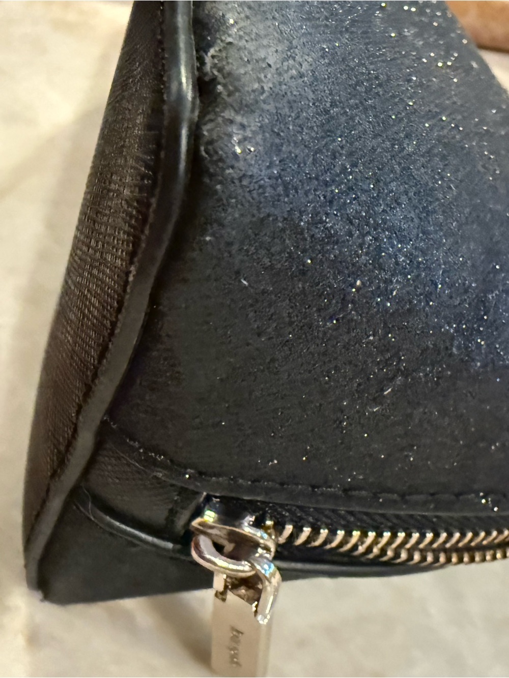kate spade New York Black Glitter Cosmetic Bag 7.24" W x 4.01" H x 3.54" D - Picture 6 of 15